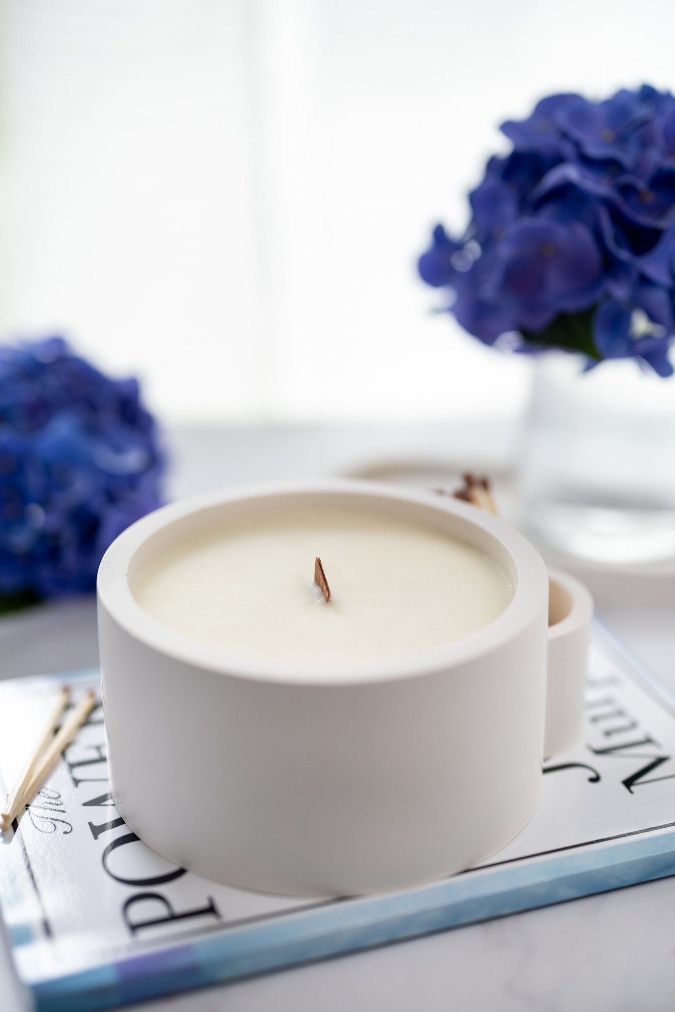 Concrete Vessel Candle  Match Holder , Jesmonite Resin ,Flower Pot, Large Candle with Matches