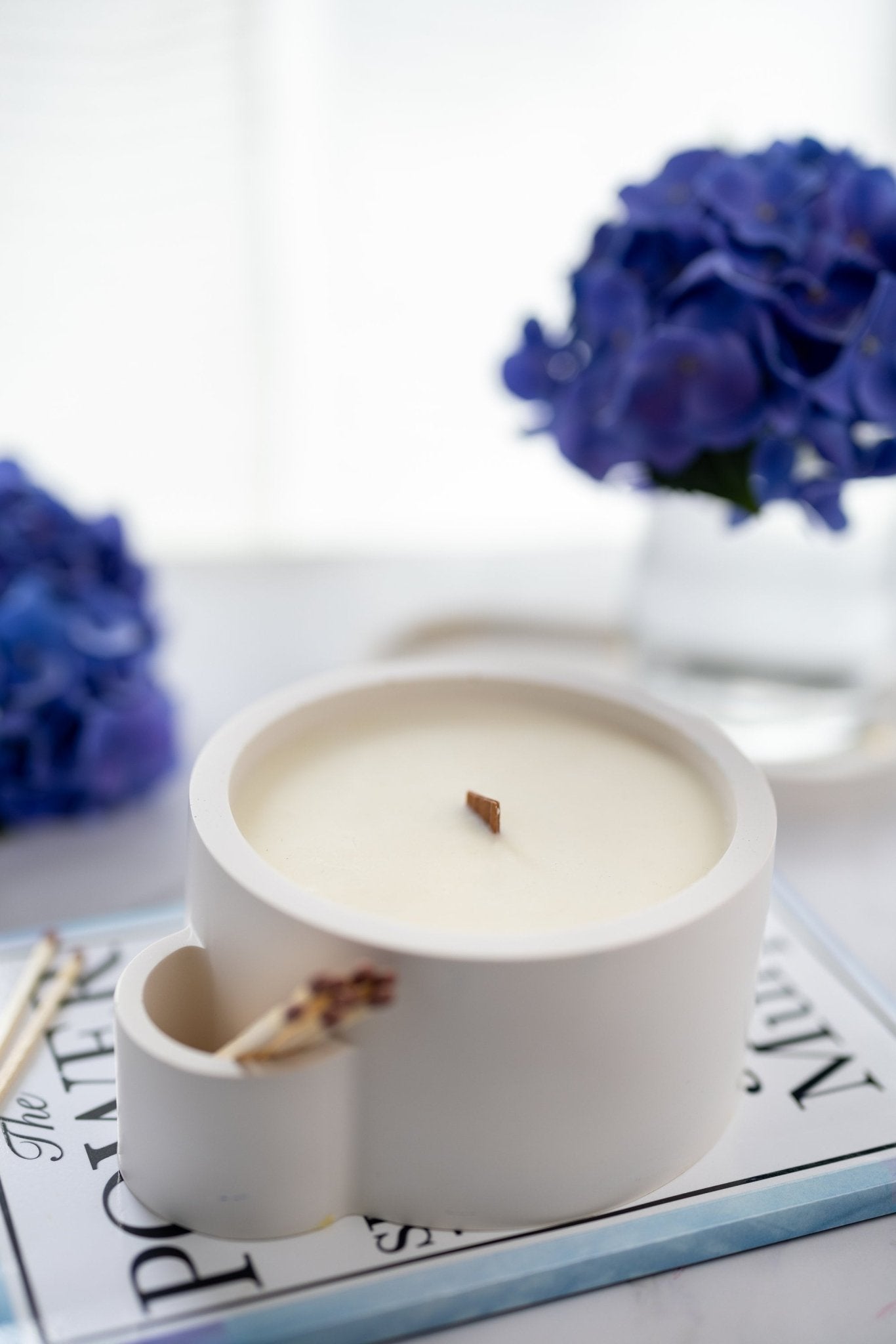 Concrete Vessel Candle  Match Holder , Jesmonite Resin ,Flower Pot, Large Candle with Matches