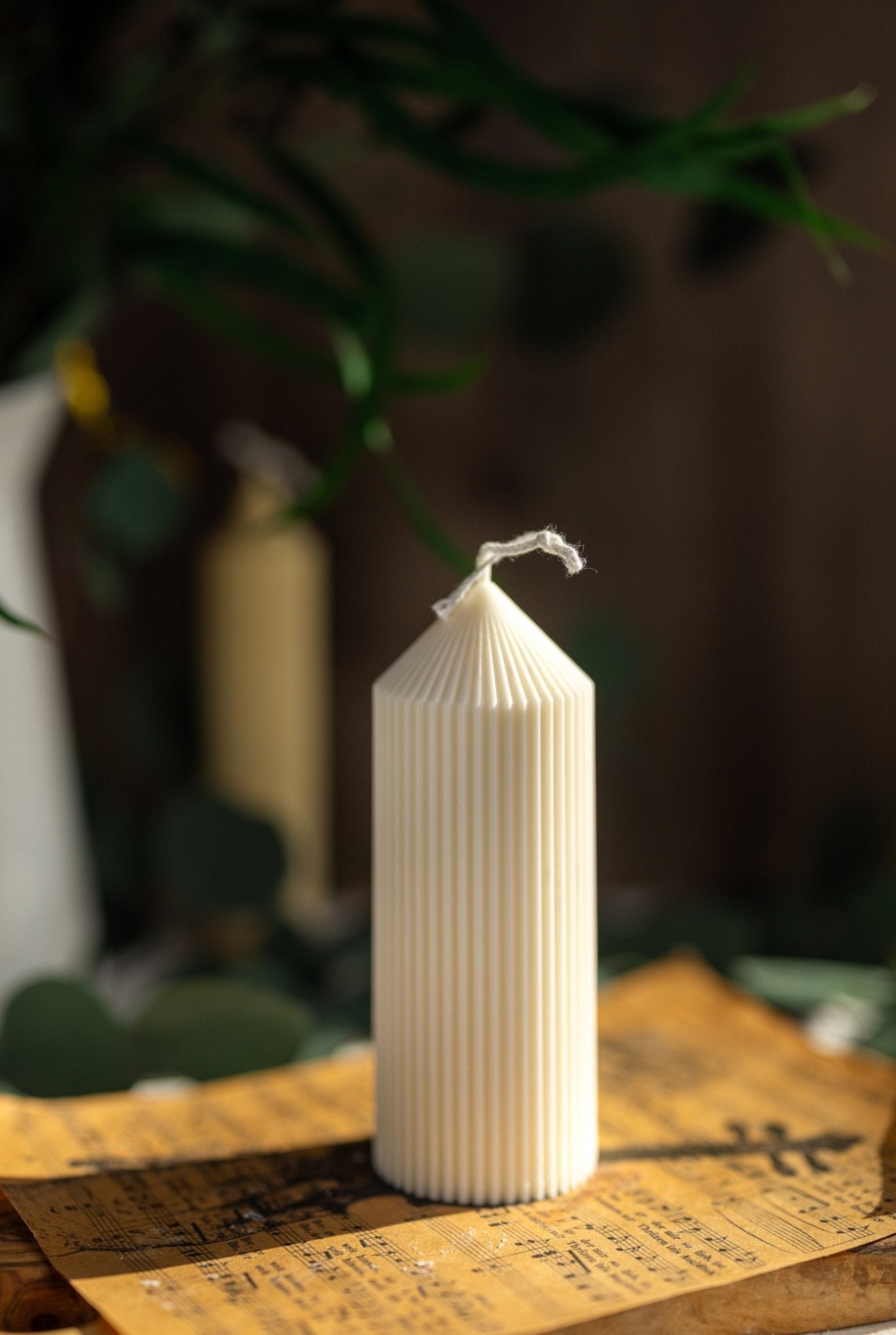 Ribbed Pillar Candle/Tall candles/Birthday Gift/Wedding decor/ Soy candle/Home decor