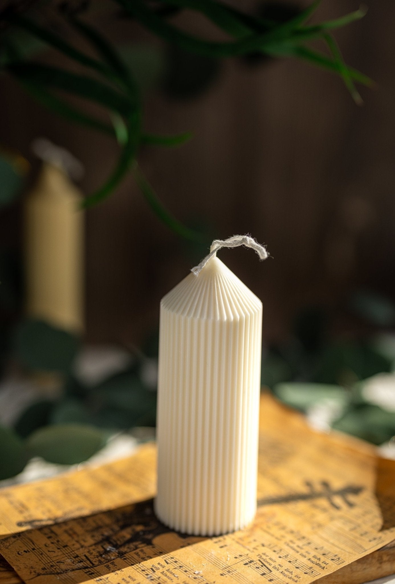 Ribbed Pillar Candle/Tall candles/Birthday Gift/Wedding decor/ Soy candle/Home decor