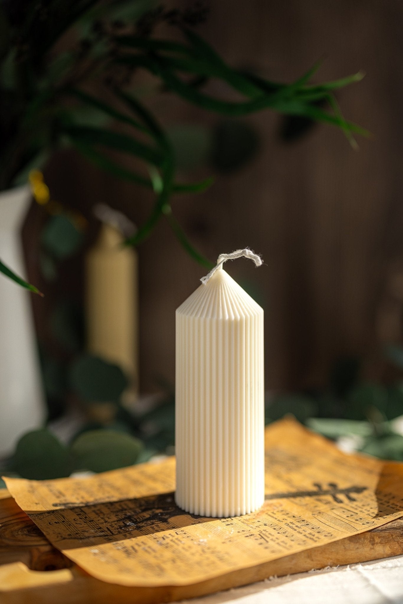 Ribbed Pillar Candle/Tall candles/Birthday Gift/Wedding decor/ Soy candle/Home decor