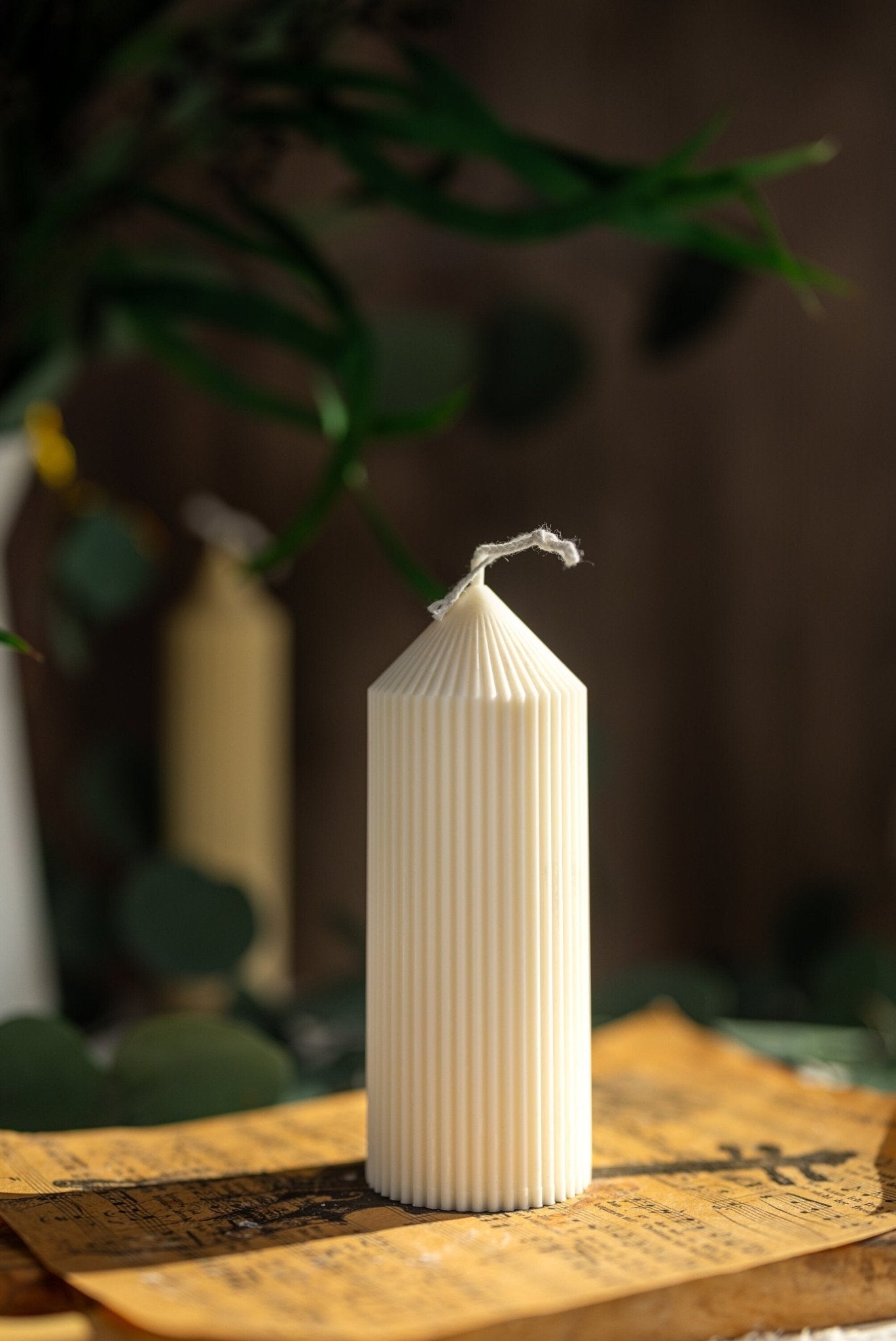 Ribbed Pillar Candle/Tall candles/Birthday Gift/Wedding decor/ Soy candle/Home decor