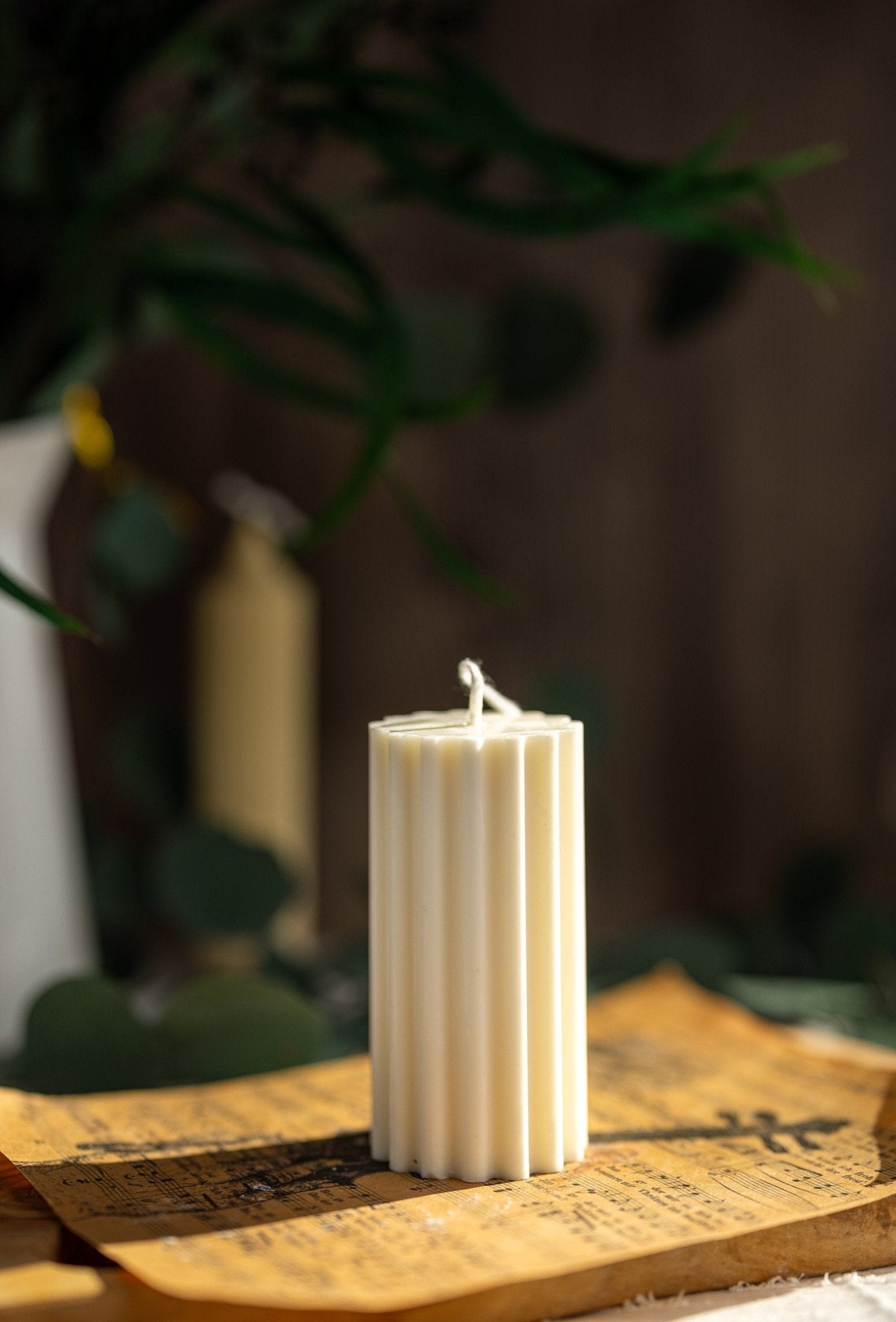 Ribbed Thick Pillar Candle/Scented/Anniversary/Pillar candle/Birthday gift/ Minimalist candle/Easter Decor/Wedding Decor