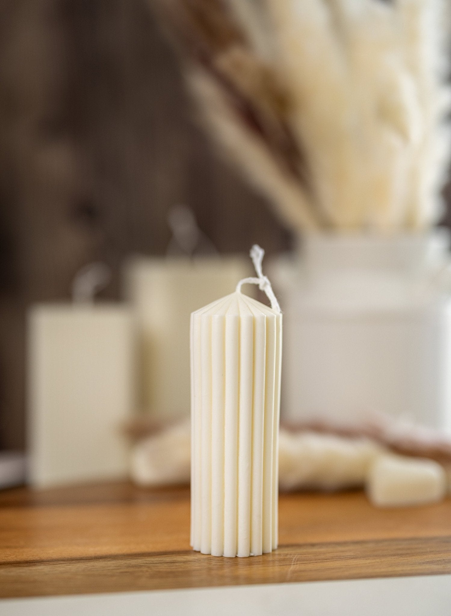 Ribbed Pillar Candle - Modern Geometric Soy Wax, Home Decor, Pick Your Color - MY Sunshine Candless