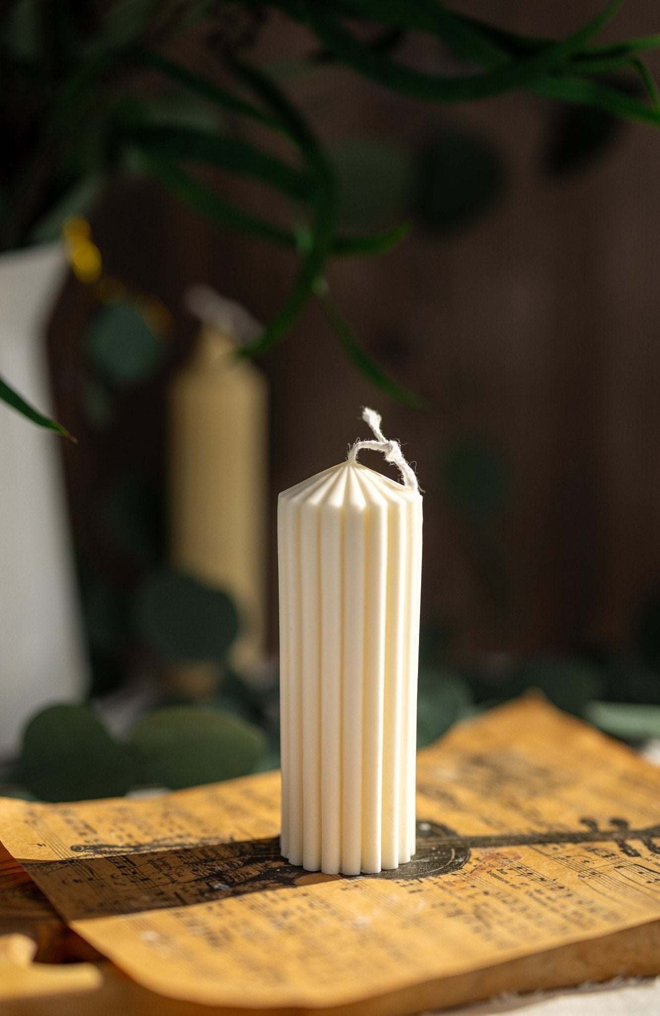 Ribbed Pillar Candle - Modern Geometric Soy Wax, Home Decor, Pick Your Color - MY Sunshine Candless