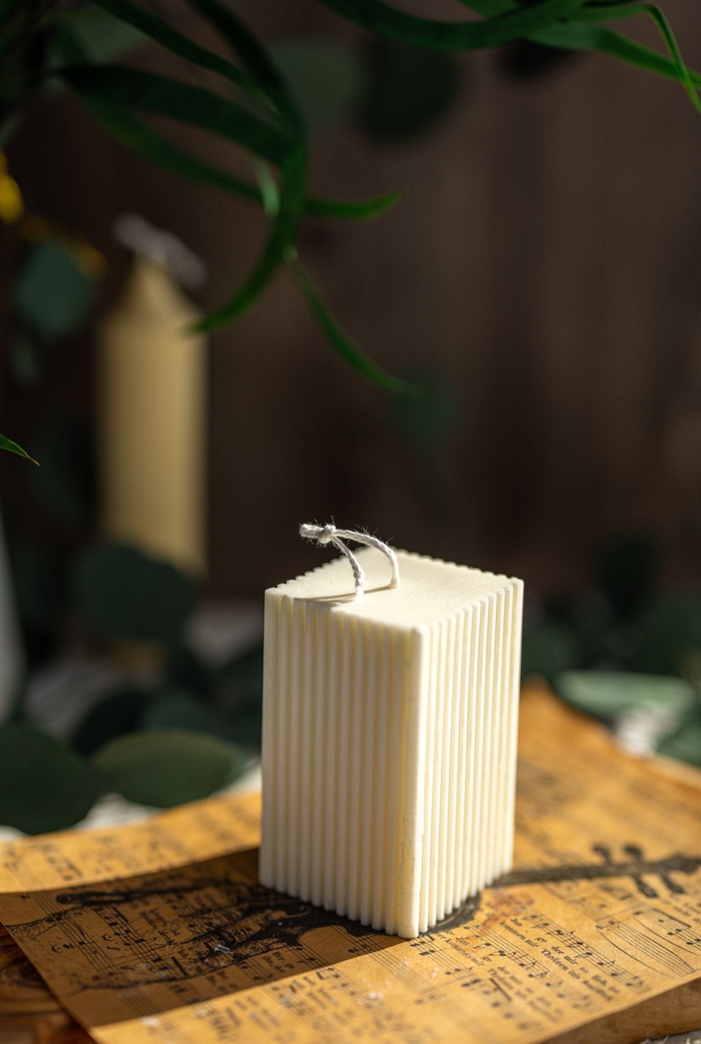 Geometric Square Pillar Candle /Tall Candle/Pillar Candle/ Ribbed Candle