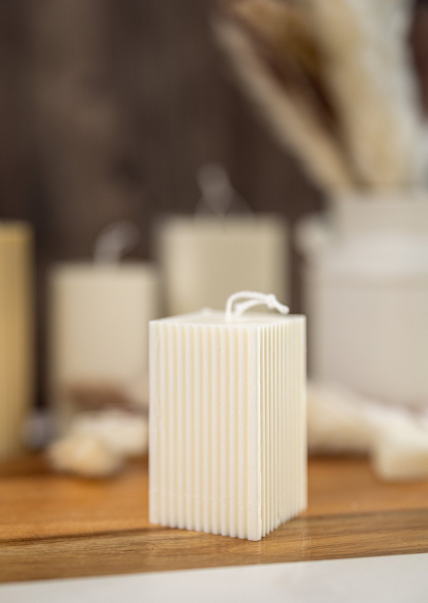 Geometric Square Pillar Candle /Tall Candle/Pillar Candle/ Ribbed Candle