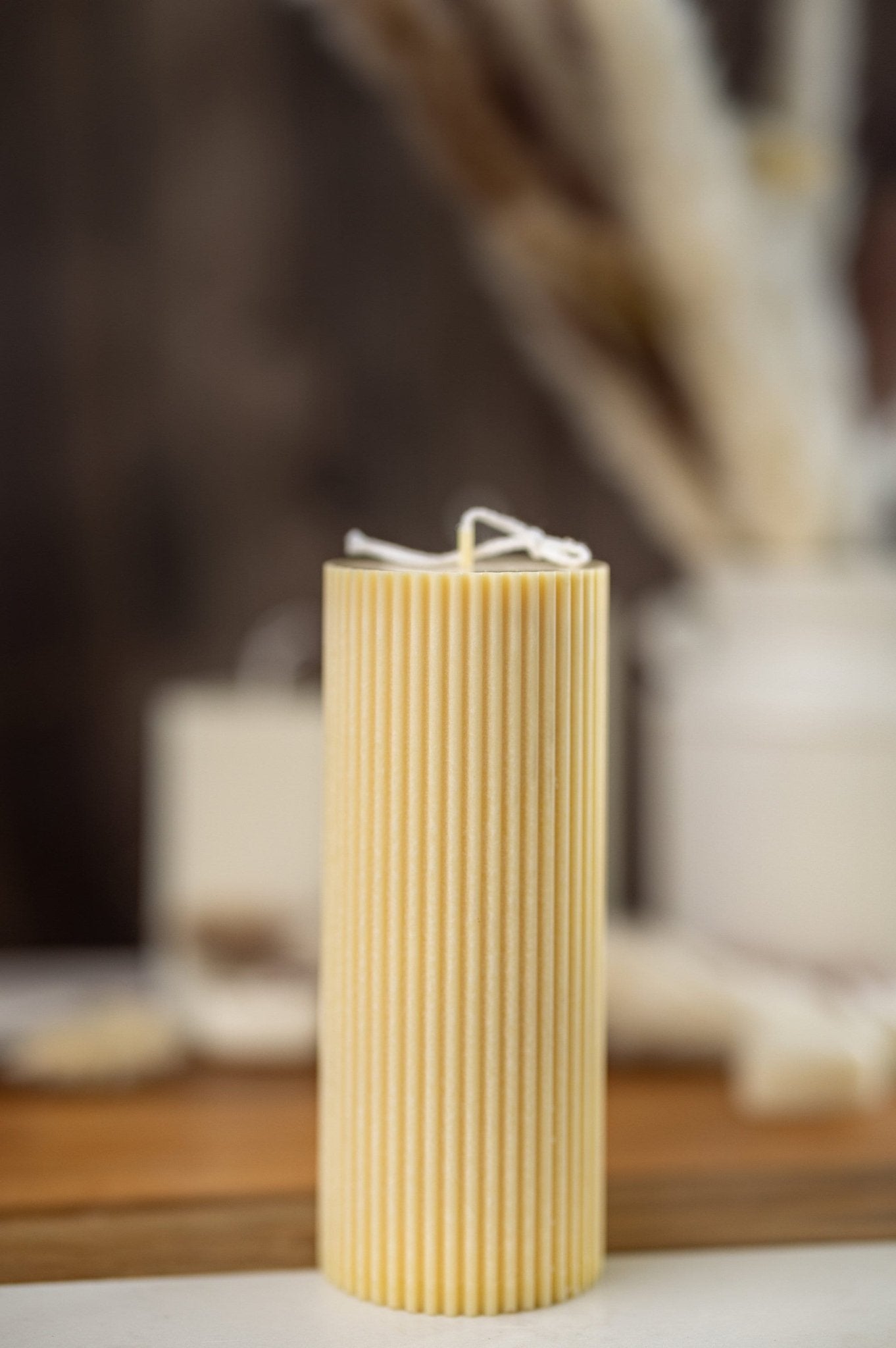 Large Ribbed Thick Pillar Candle/Scented/Birthday Gift/Wedding decor/ Soy candle/Home decor
