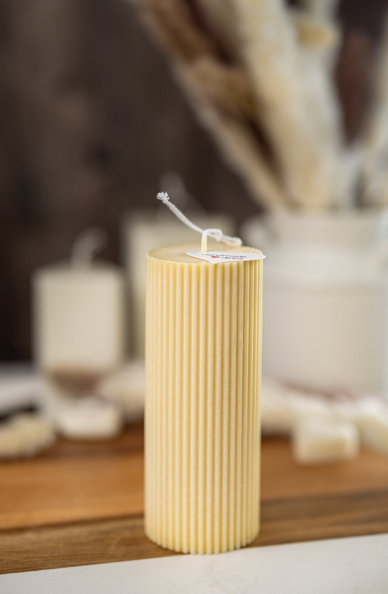 Large Ribbed Thick Pillar Candle/Scented/Birthday Gift/Wedding decor/ Soy candle/Home decor