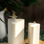 Triangle Ribbed Pillar Candle/ Large&Small shaped candle/ Minimalism/ Aesthetic, Handmade Candles/Home Decor