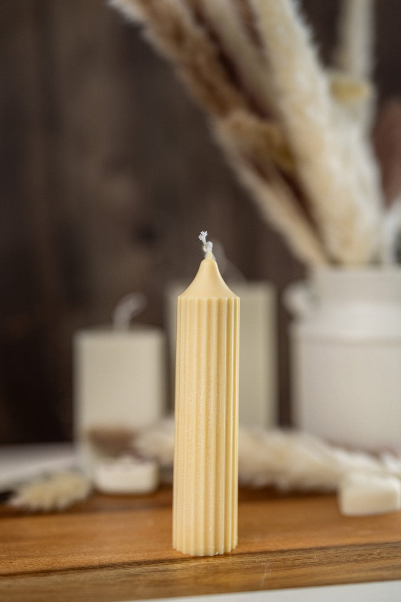 Ribbed Pillar Candle/ Geometric Candle/ Striped Candle, Column Candle/ Minimalist Home Decor/ Pillar Candle/ Natural Soy Wax