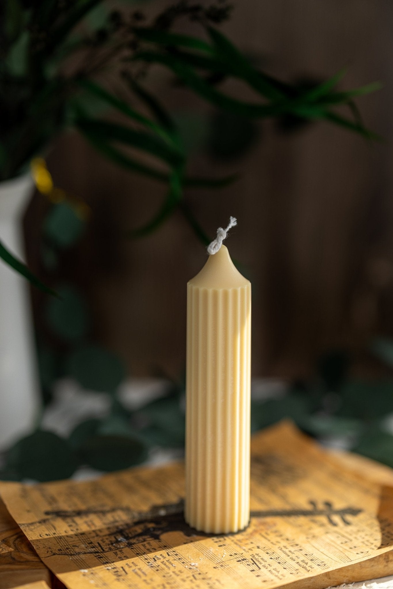 Ribbed Pillar Candle/ Geometric Candle/ Striped Candle, Column Candle/ Minimalist Home Decor/ Pillar Candle/ Natural Soy Wax