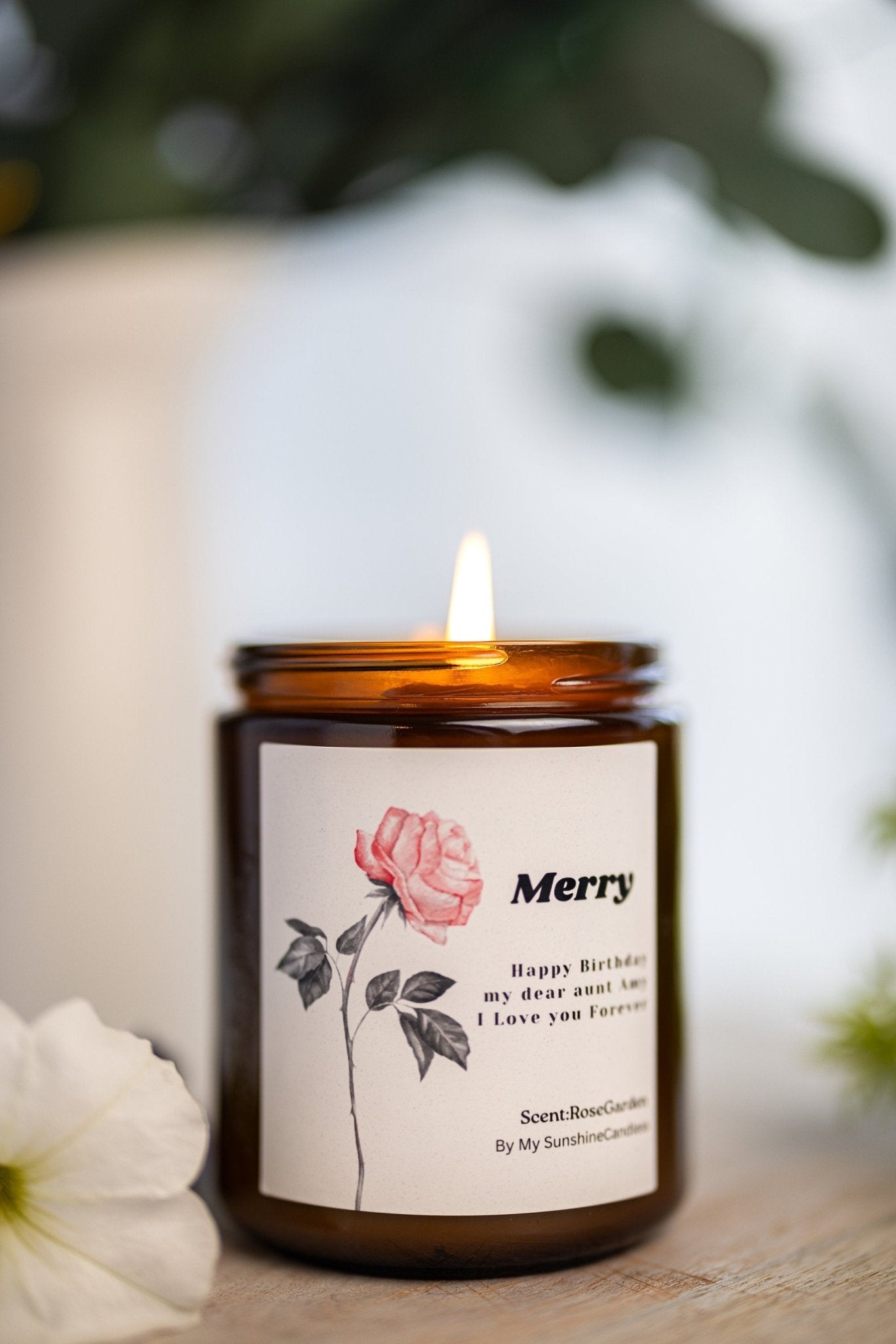 Happy Birthday My Dear Aunt/Birthday Candle/Personalized Birthday Candle/Scented Soy Candle/Gift for Mom/Mothers /Flower Candle