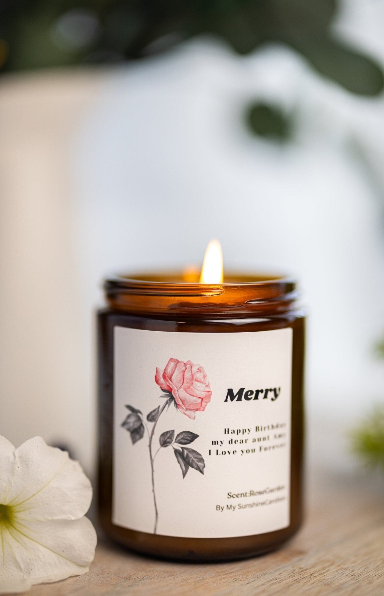 Happy Birthday My Dear Aunt/Birthday Candle/Personalized Birthday Candle/Scented Soy Candle/Gift for Mom/Mothers /Flower Candle