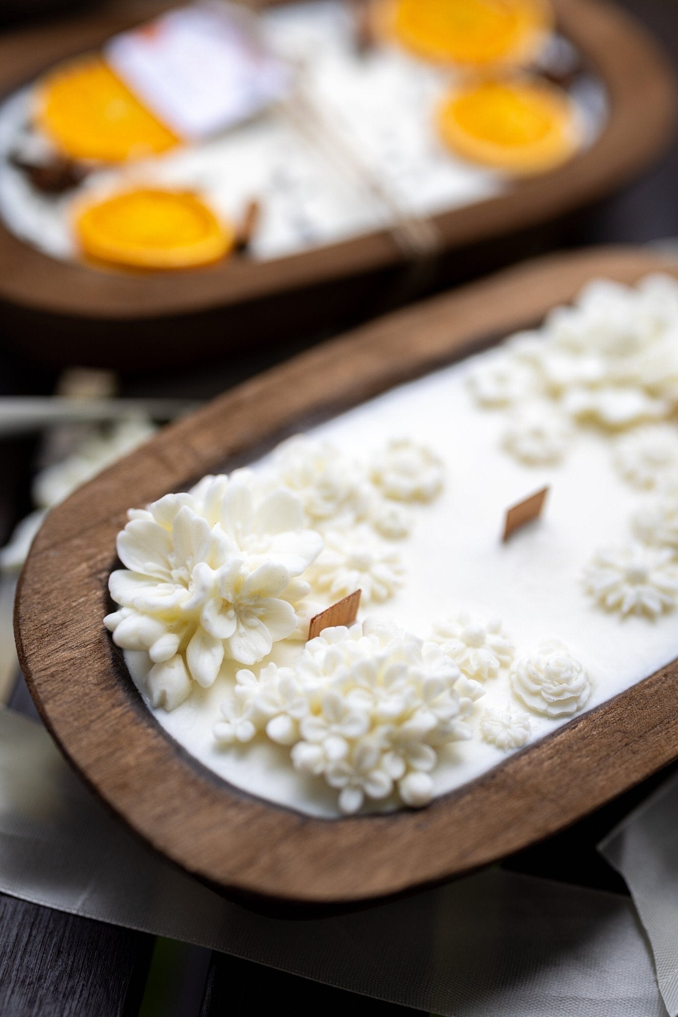 Flower Scented Dough Bowl/ Handcrafted Flower Bowl /Dough Bowl/Farmhouse candle/large candle