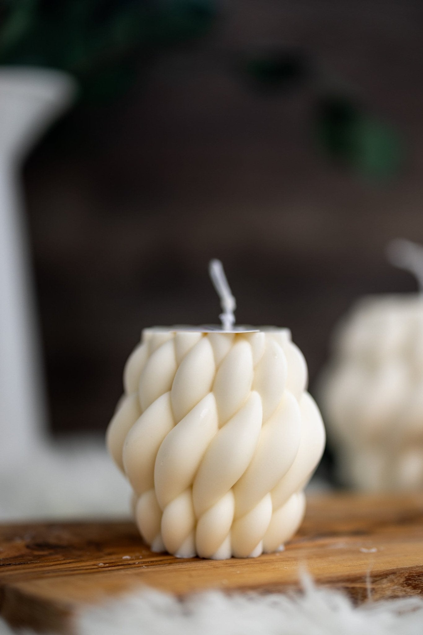 Beautiful Large Knitted Candle/Twisted Rope Candle/Modern Geometric Candle /100% Soy wax
