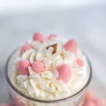 Large Special Strawberry Dessert Candle/Iridescent Clear Jars/ Unique Candle Soy Wax/ Cute Candle