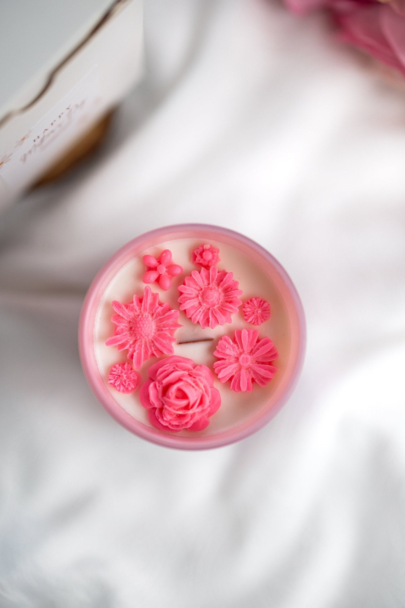 Personalized Flower Mother's Day Candle /Gift for Mum/Mother's Day Gift/10oz Iridescent Glass Jar Pink Candle/Handmade Candle