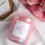 Personalized Flower Mother's Day Candle /Gift for Mum/Mother's Day Gift/10oz Iridescent Glass Jar Pink Candle/Handmade Candle