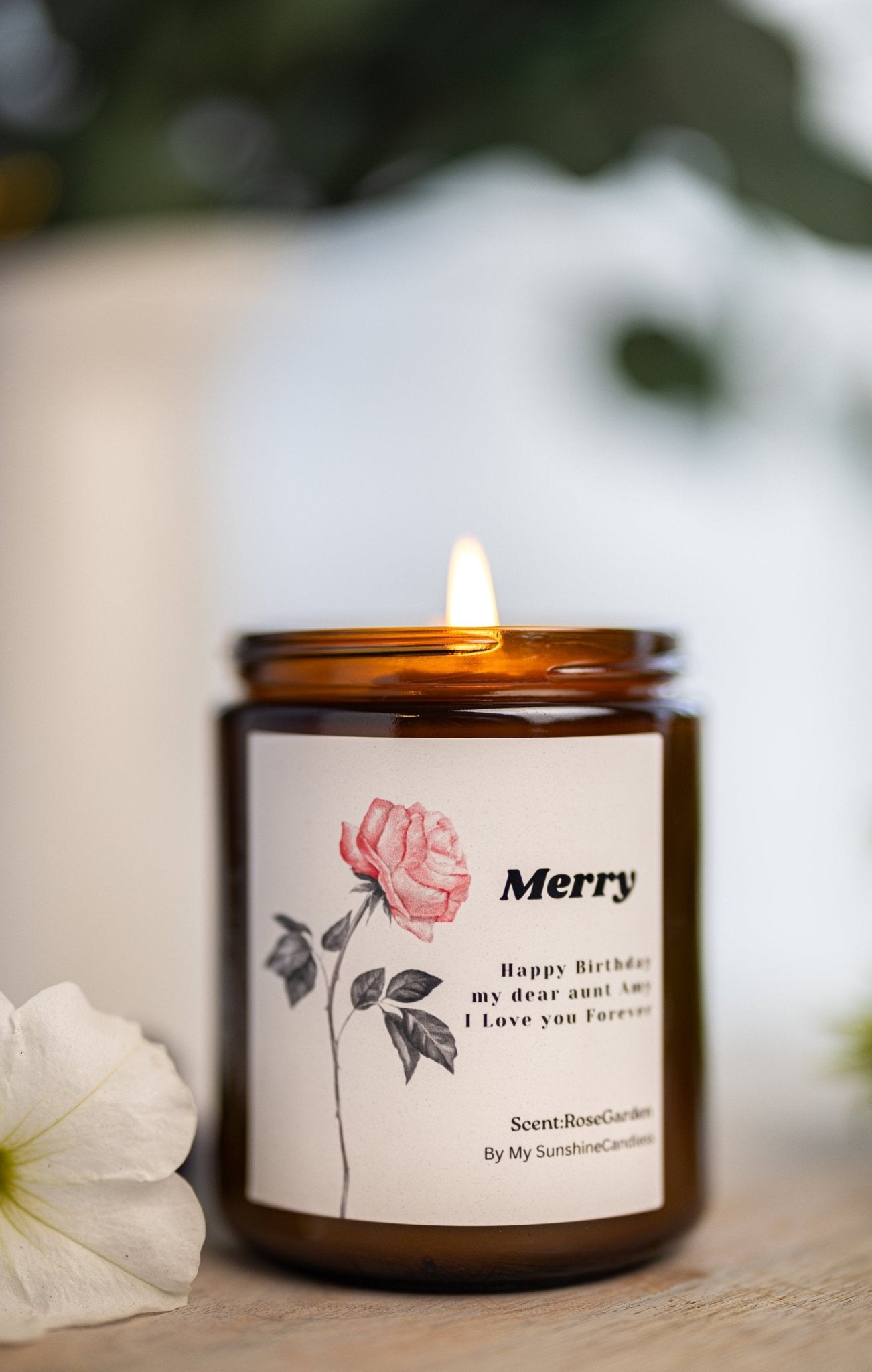 Happy Birthday My Dear Aunt/Birthday Candle/Personalized Birthday Candle/Scented Soy Candle/Gift for Mom/Mothers /Flower Candle