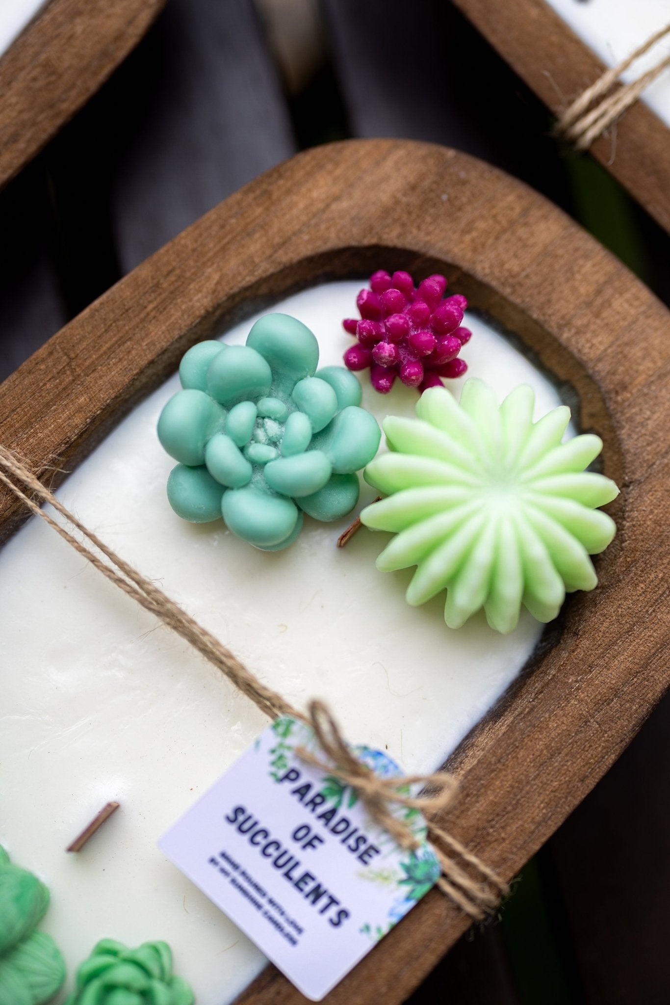 Succulent Dough Bowl Candle 3 Wood Wick Candle /Soy Candle /Dough Bowl/Farmhouse candle/large candle