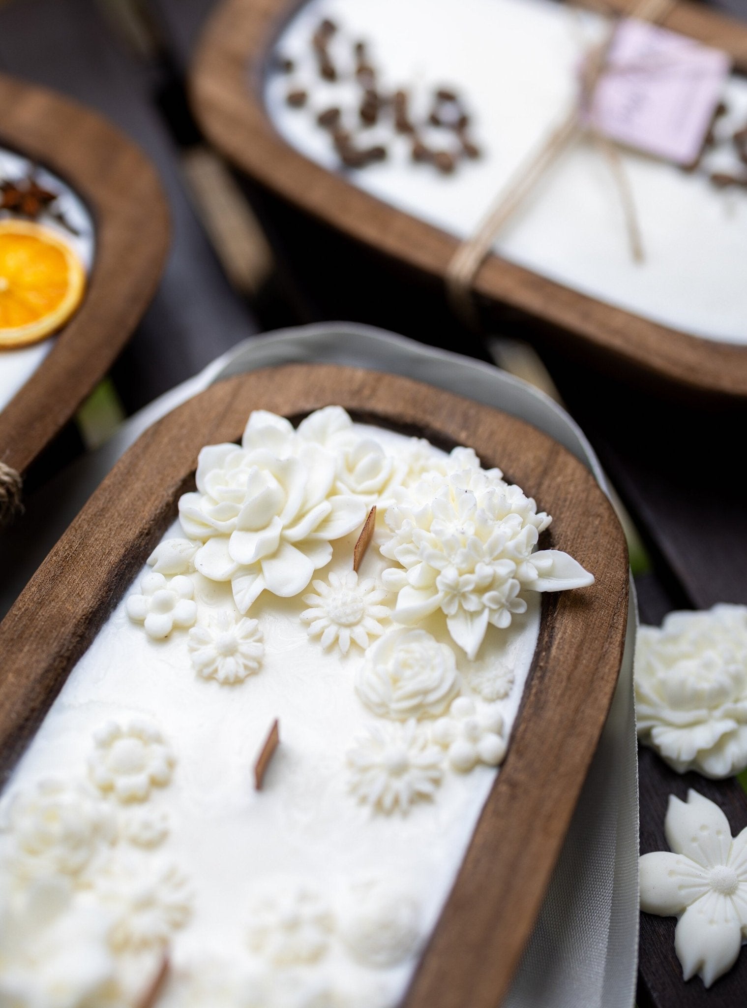 Flower Scented Dough Bowl/ Handcrafted Flower Bowl /Dough Bowl/Farmhouse candle/large candle