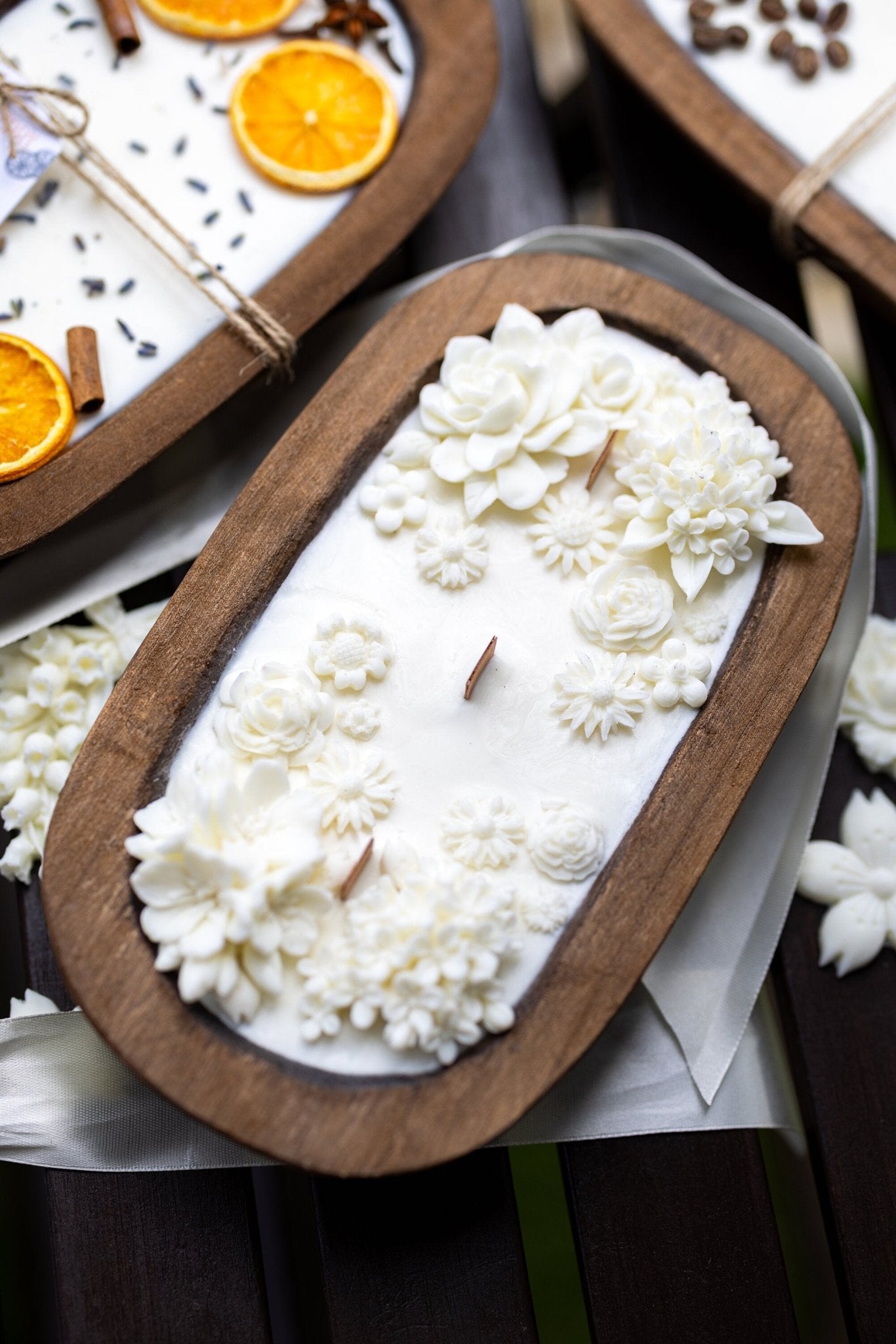 Flower Scented Dough Bowl/ Handcrafted Flower Bowl /Dough Bowl/Farmhouse candle/large candle