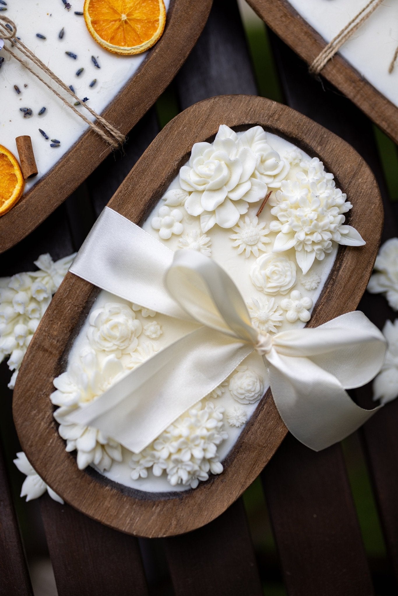 Flower Scented Dough Bowl/ Handcrafted Flower Bowl /Dough Bowl/Farmhouse candle/large candle