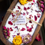 Dough Bowl Candle With Wood Wick and Soy Wax/With  Rose Petal/Rose Garden /Farmhouse Candle/3 Wood Wick Candle /Summer Scents