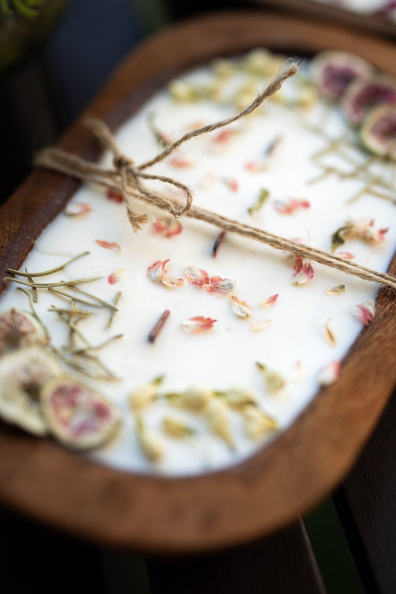 Fruit & Flowers WOOD DOUGH BOWL Candle/ Farmhouse Candle/Fruit Candle /3 Wood Wick Candle /Gift for Her