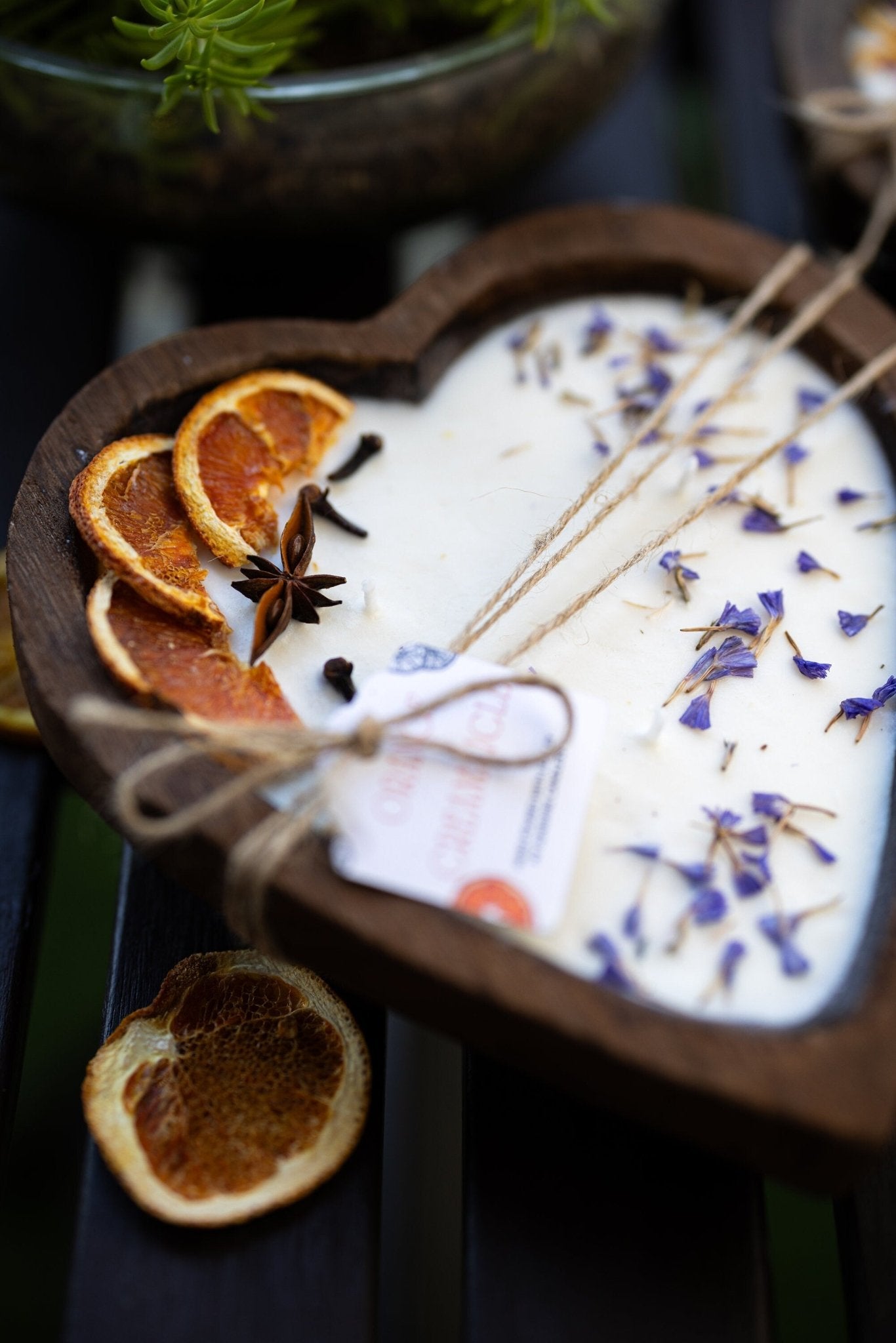 Large Heart Wood Dough Bowl Candle/Orange Bowl Candle/ Soy Wax Candle/Love Engagement Wedding Bridal Mother's Day 3 Cotton Wick