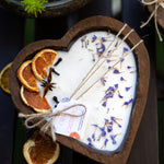 Large Heart Wood Dough Bowl Candle/Orange Bowl Candle/ Soy Wax Candle/Love Engagement Wedding Bridal Mother's Day 3 Cotton Wick