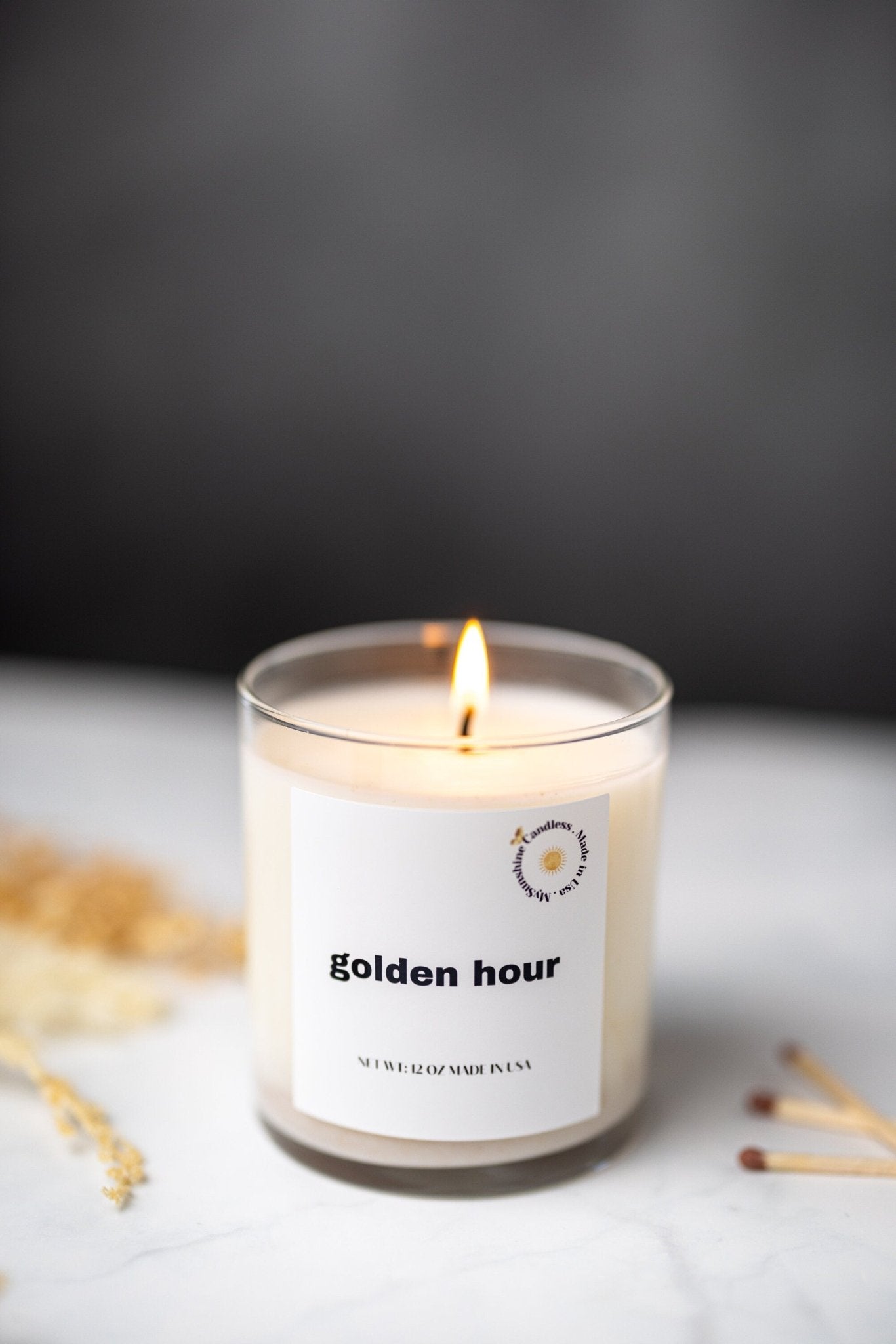 Golden Hour Scented Wax Candle/9 oz Candle/Clear Glass Jar + Wax MELTS