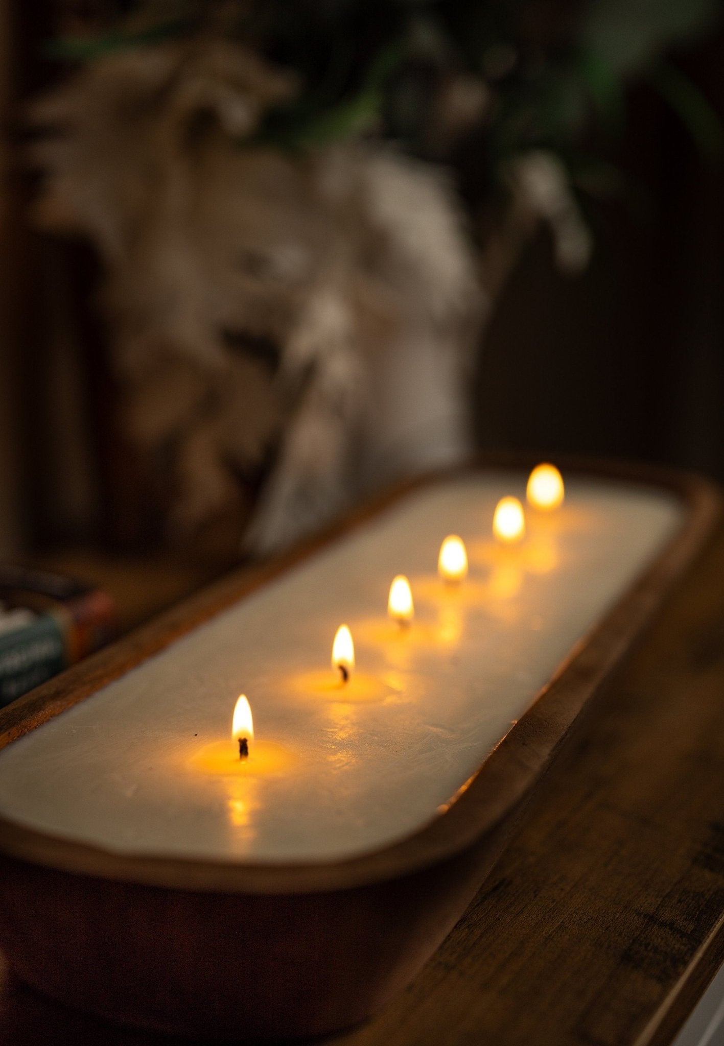 Large Hand Carved Baguette Bowl Candle/Natural Soy/ Reusable/Wooden Farmhouse Decor/Perfect gifting/ Christmas Holidays