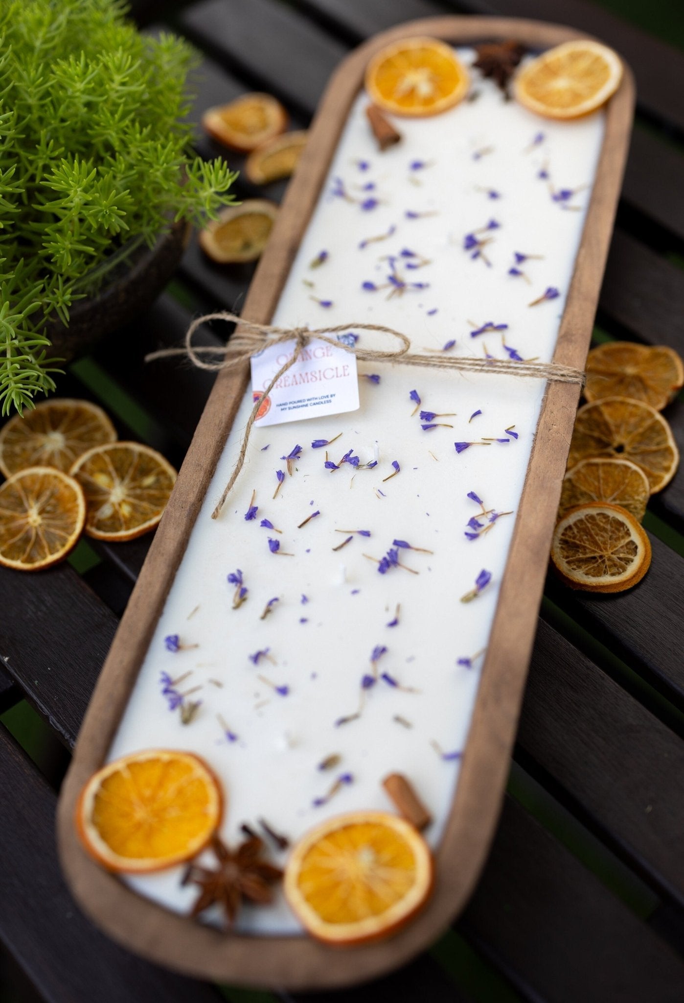 Large Hand Carved 6 Wick Bowl Candle/ Orange Bowl Candle/ Reusable/Wooden Farmhouse Decor/Perfect gifting/ Christmas Holidays