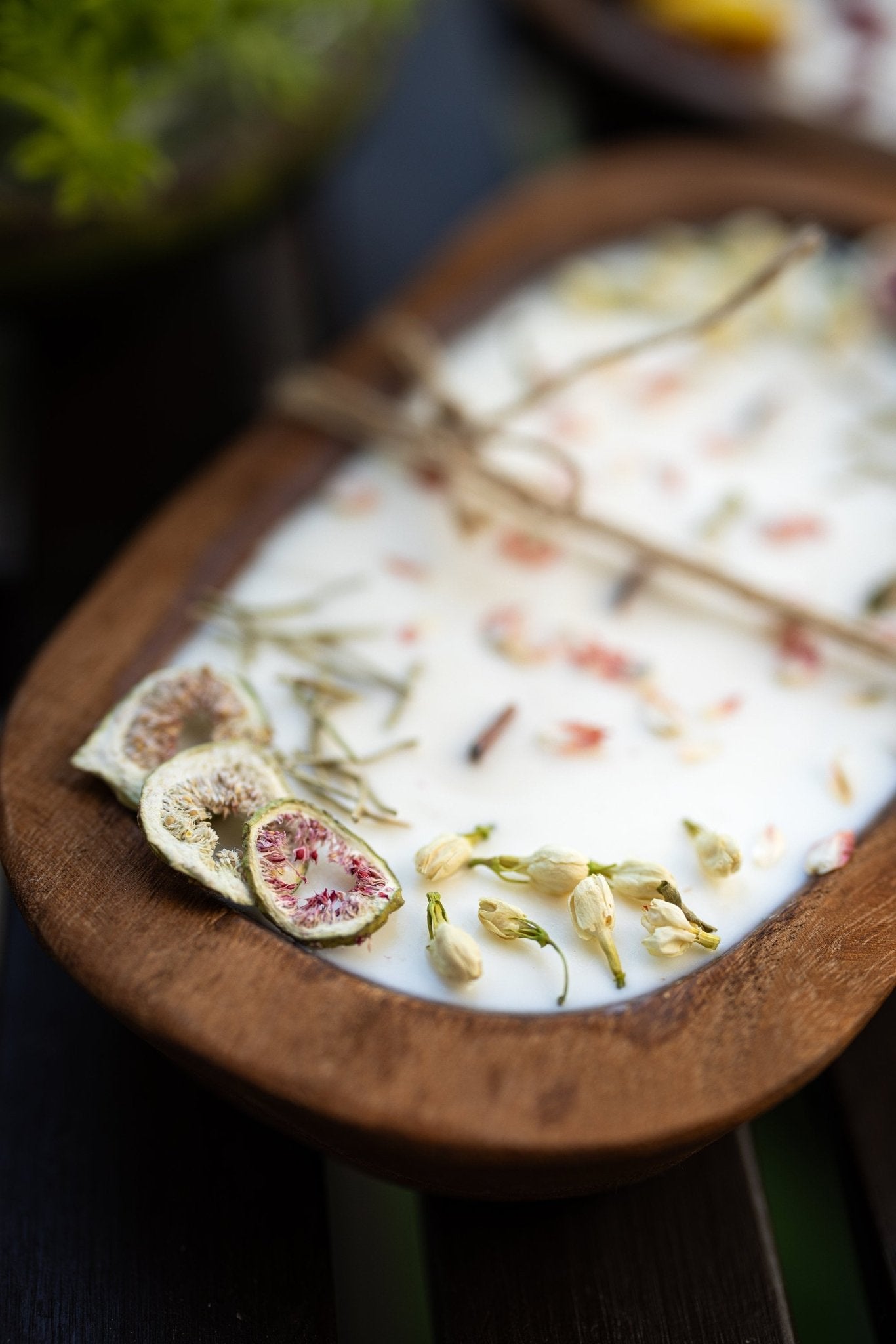 Fruit & Flowers WOOD DOUGH BOWL Candle/ Farmhouse Candle/Fruit Candle /3 Wood Wick Candle /Gift for Her