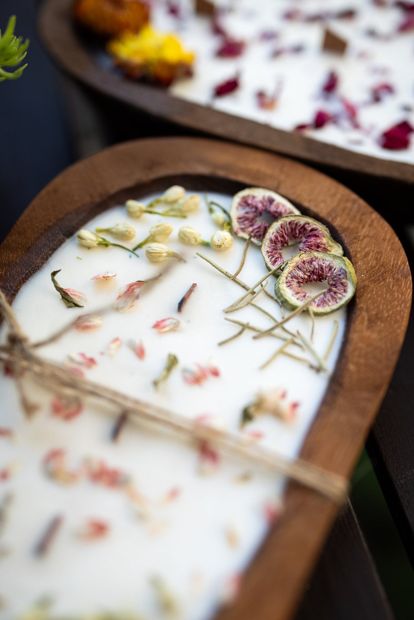 Fruit & Flowers WOOD DOUGH BOWL Candle/ Farmhouse Candle/Fruit Candle /3 Wood Wick Candle /Gift for Her