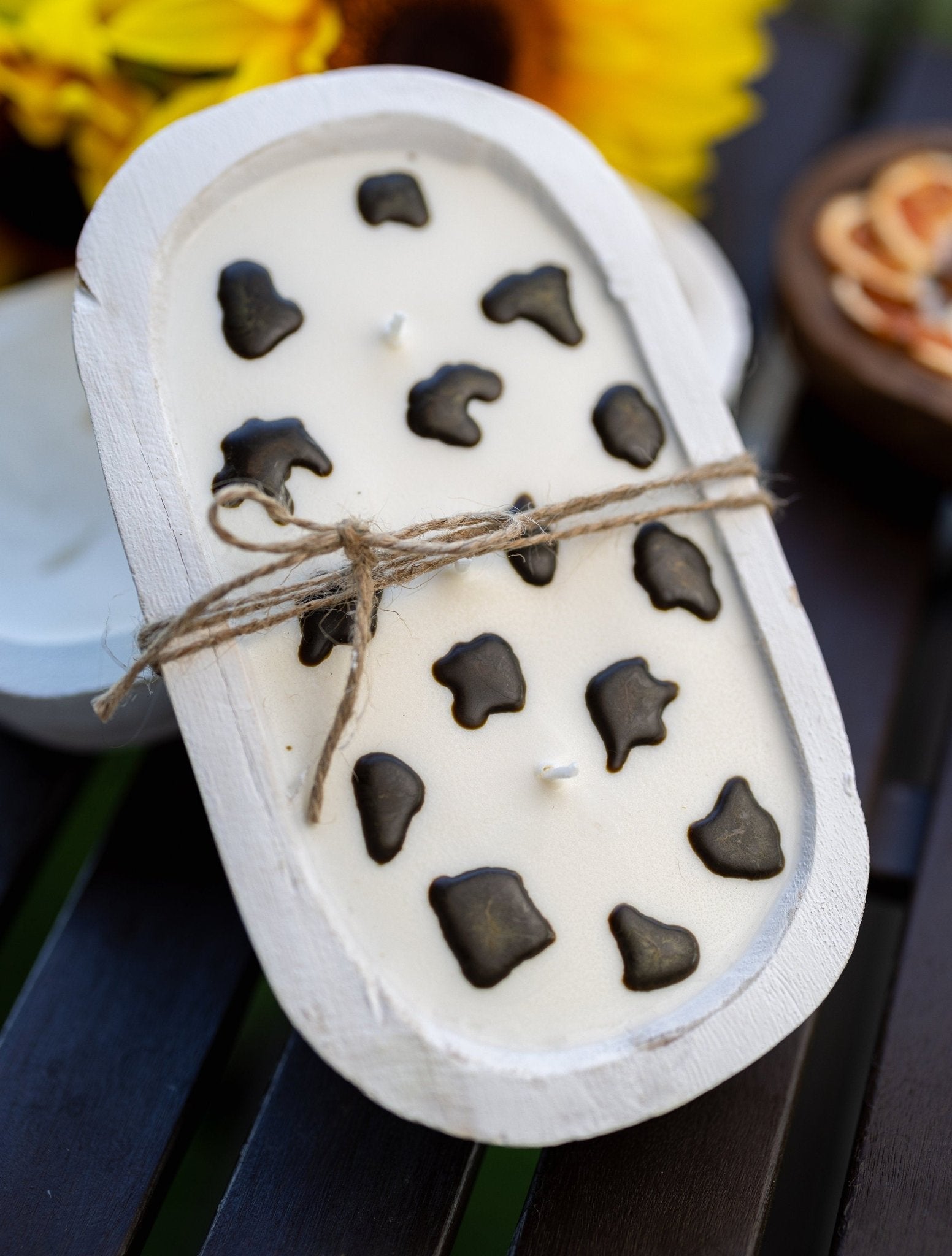 Cow Print Dough Bowl Farmhouse Candle/Dough Bow Farmhouse/Natural Soy Wax Scents by your Choice