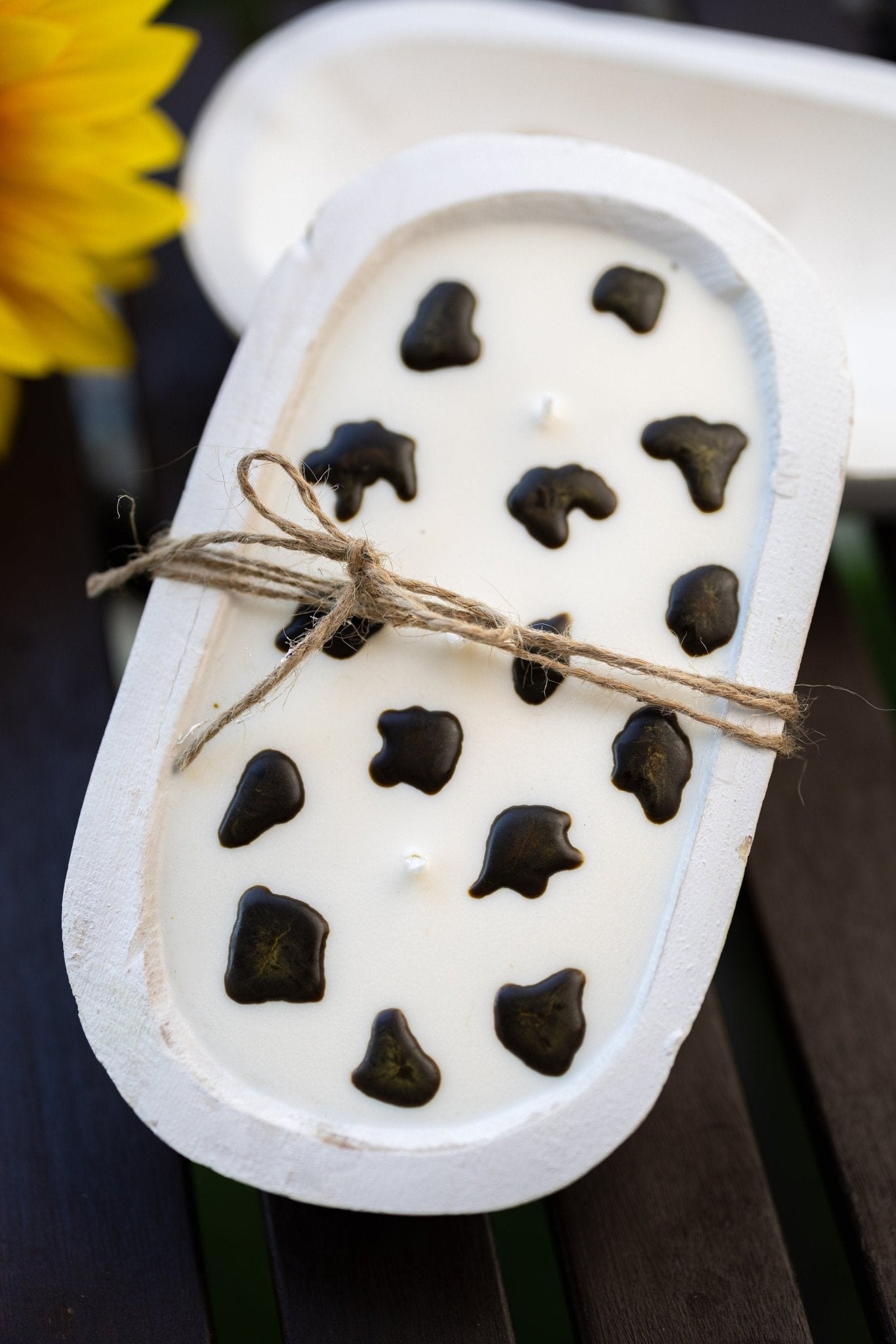 Cow Print Dough Bowl Farmhouse Candle/Dough Bow Farmhouse/Natural Soy Wax Scents by your Choice