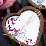 Large Heart Wood Dough Bowl Candle/Petal Rose Candle/ Soy Wax Candle/Love Engagement Wedding Bridal Mother's Day