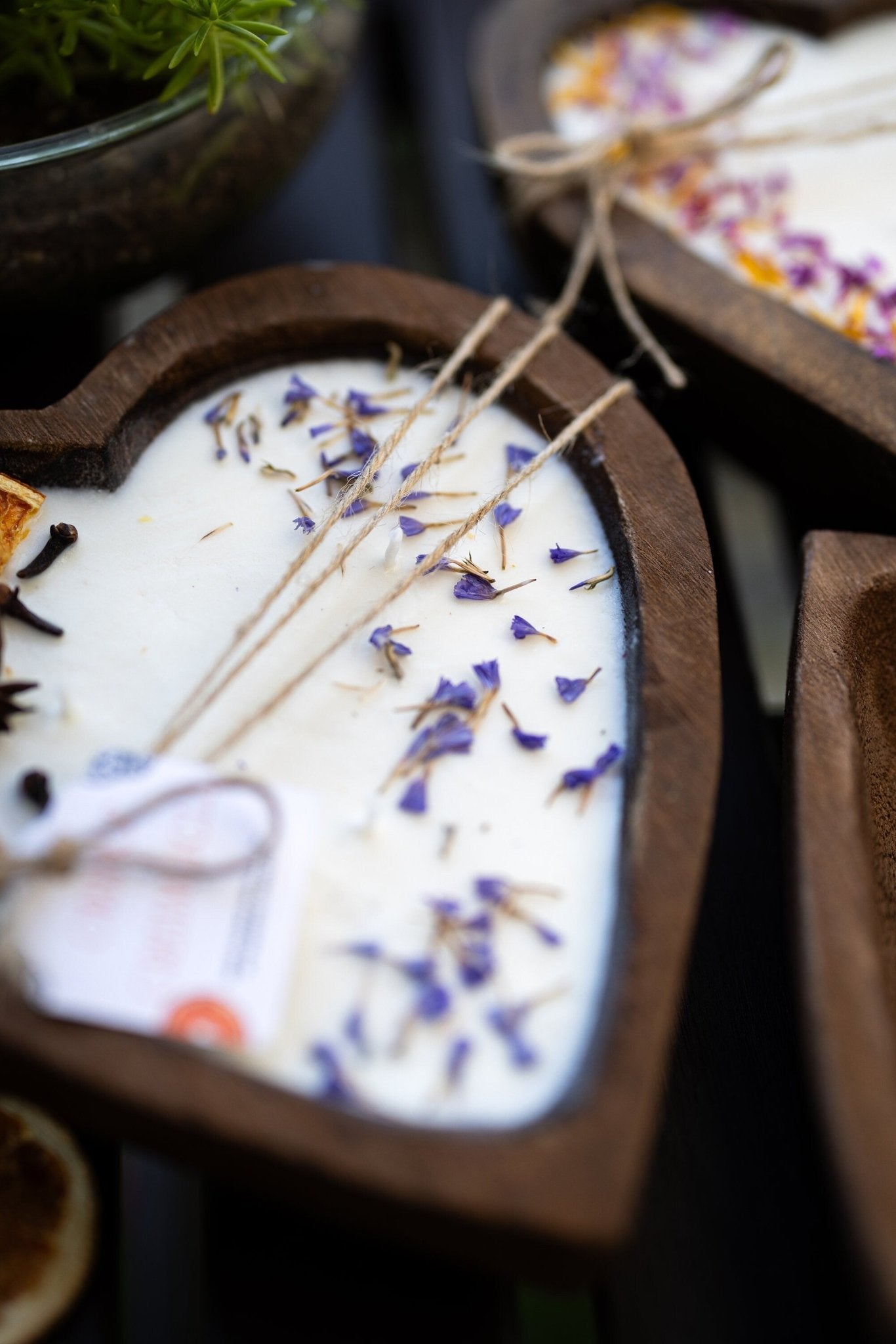 Large Heart Wood Dough Bowl Candle/Orange Bowl Candle/ Soy Wax Candle/Love Engagement Wedding Bridal Mother's Day 3 Cotton Wick