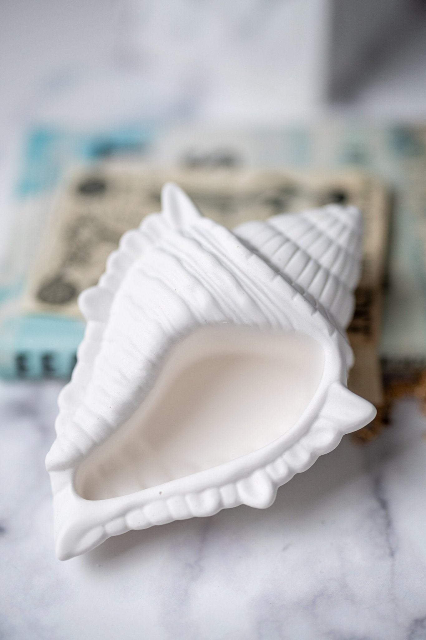 Concrete Conch Shell Tray-Jesmonite Shell Trinket Tray-Beach Theme Sea Shell Bowl-White Shell Ring Dish-Jewelry Storage/Candle Shell Tray