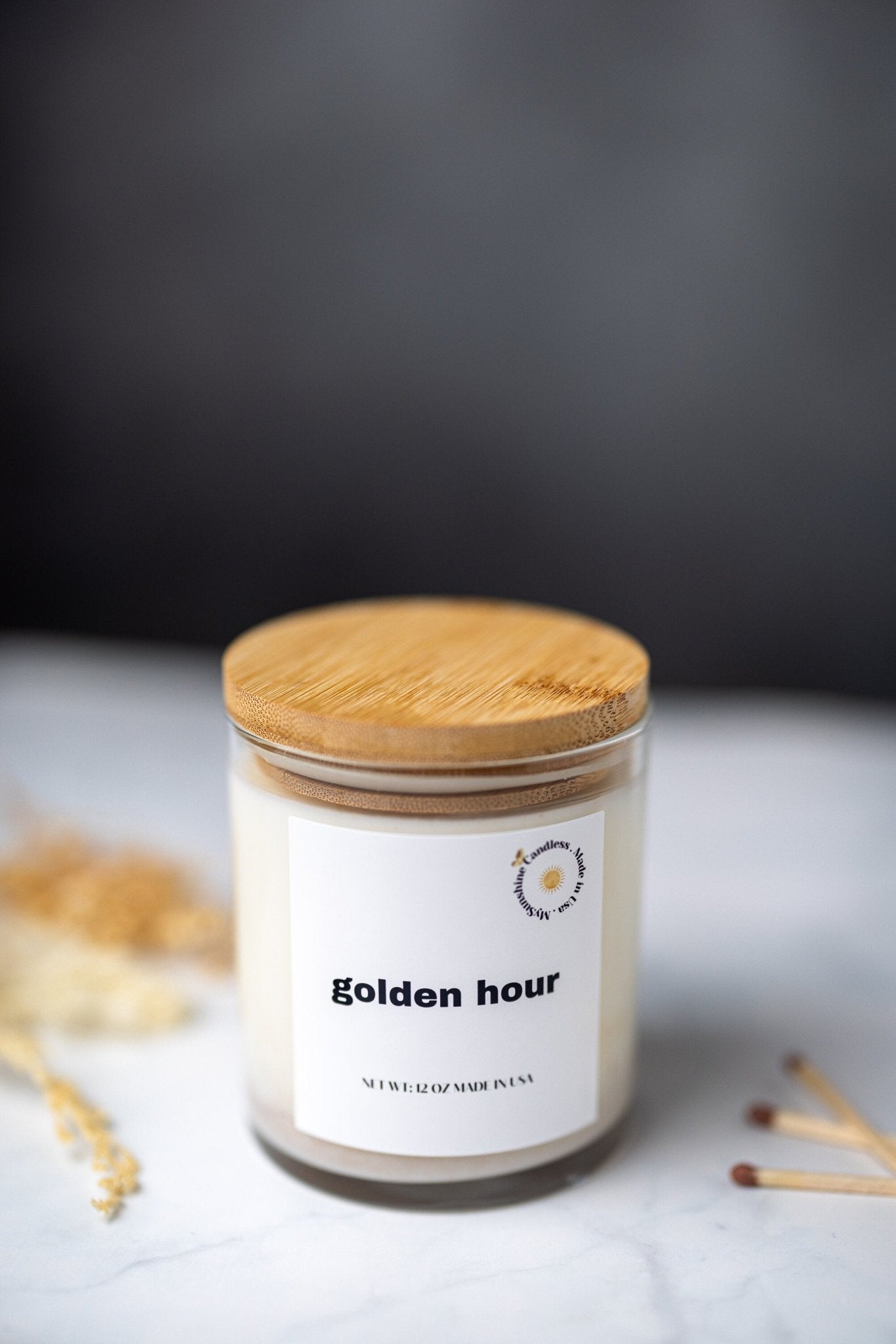 Golden Hour Scented Wax Candle/9 oz Candle/Clear Glass Jar + Wax MELTS