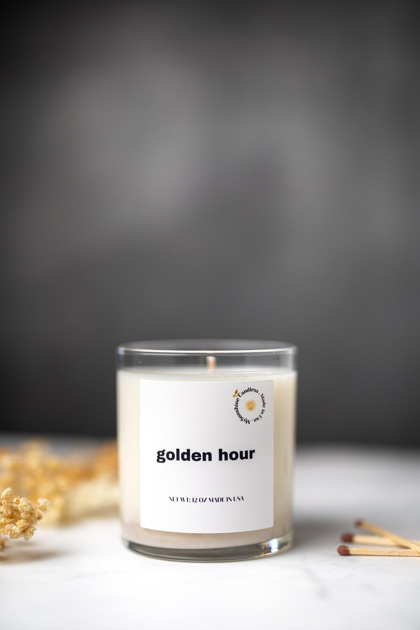Golden Hour Scented Wax Candle/9 oz Candle/Clear Glass Jar + Wax MELTS