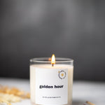 Golden Hour Scented Wax Candle/9 oz Candle/Clear Glass Jar + Wax MELTS