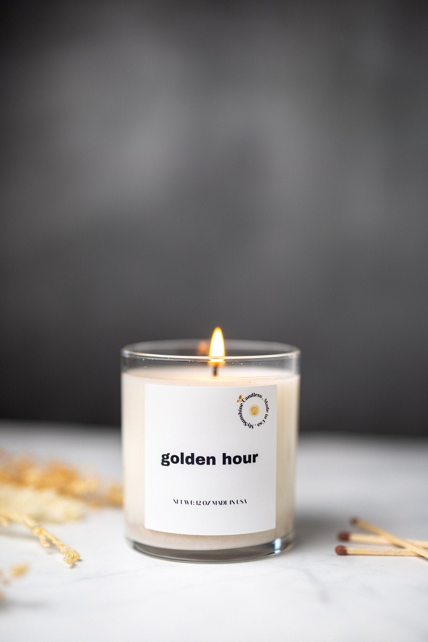 Golden Hour Scented Wax Candle/9 oz Candle/Clear Glass Jar + Wax MELTS