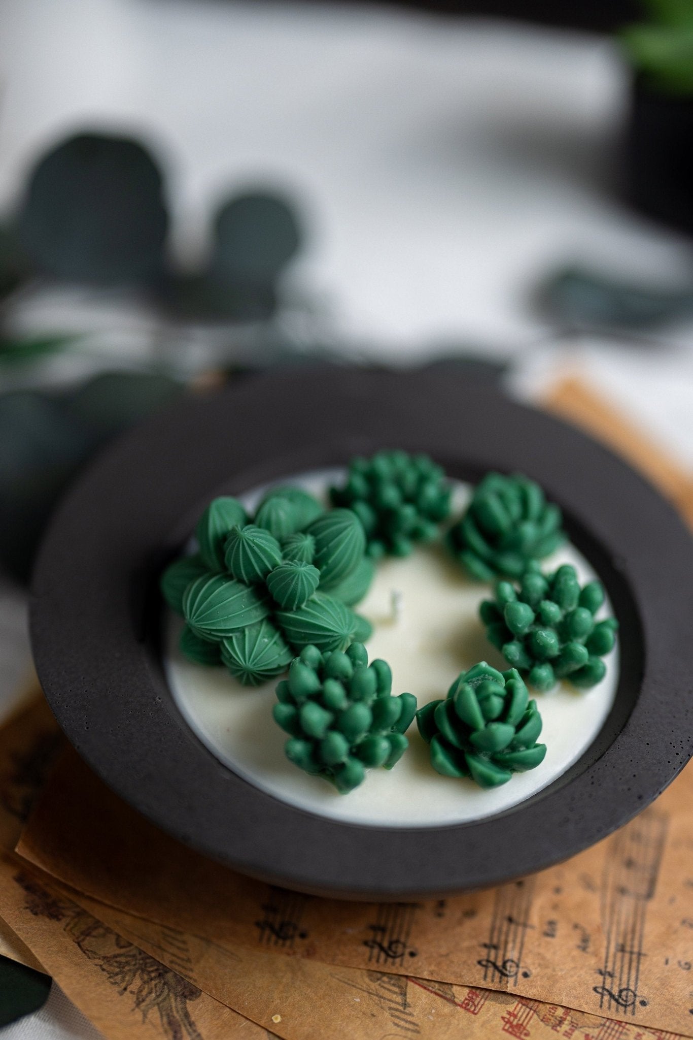 Round Flower Pot Succulent Candle Jar /Jesmonite Pot Tray/Soy Wax Candle /Handmade