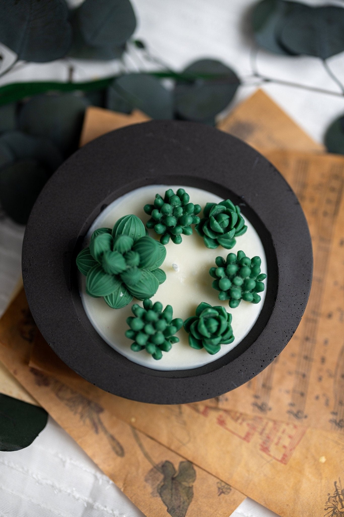 Round Flower Pot Succulent Candle Jar /Jesmonite Pot Tray/Soy Wax Candle /Handmade