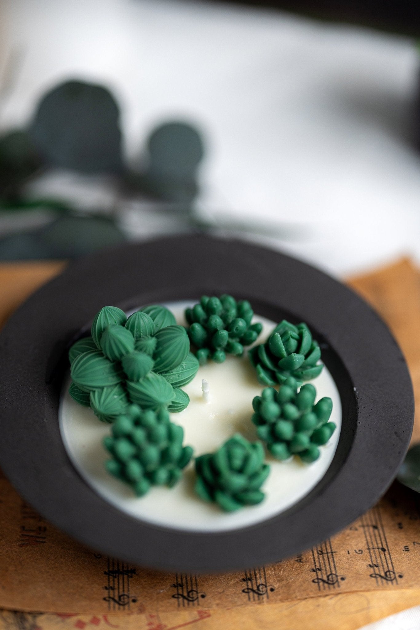 Round Flower Pot Succulent Candle Jar /Jesmonite Pot Tray/Soy Wax Candle /Handmade