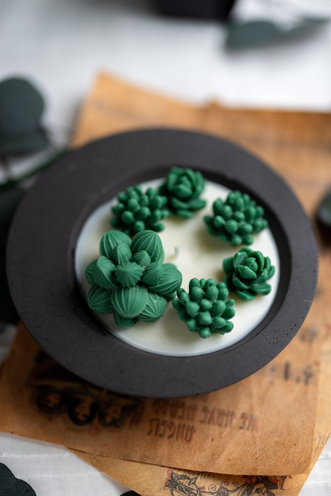 Round Flower Pot Succulent Candle Jar /Jesmonite Pot Tray/Soy Wax Candle /Handmade